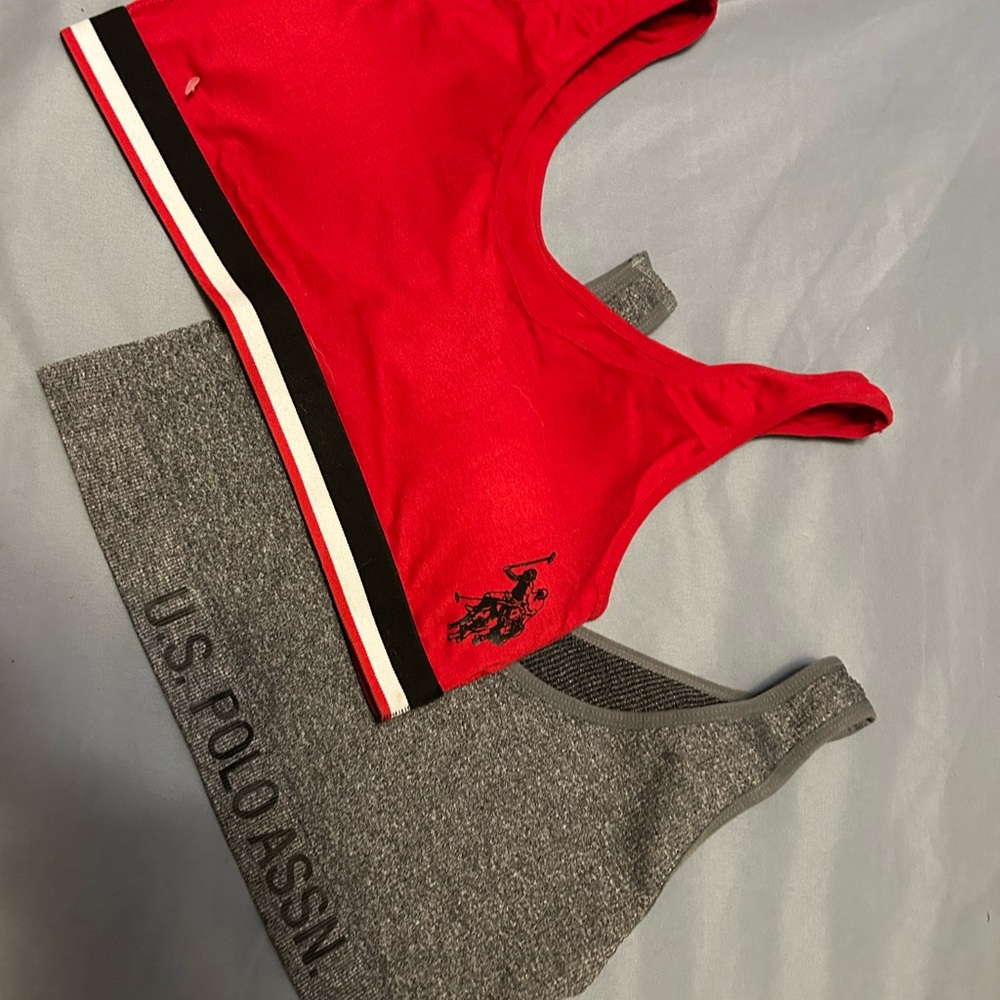 U.S. Polo Assn. Red and Gray sports bras set of 2